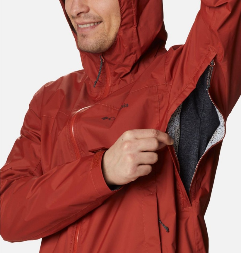 Columbia EvaPOURation Men's Rain Jacket Red | NFQWPE-284