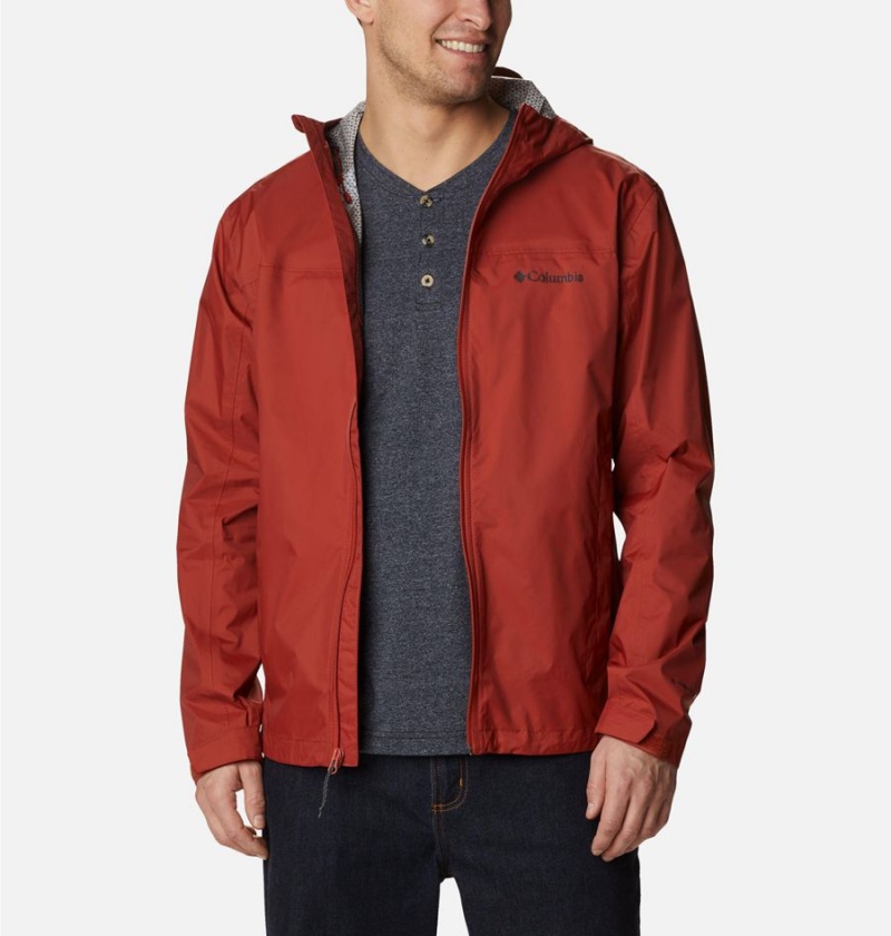 Columbia EvaPOURation Men's Rain Jacket Red | NFQWPE-284