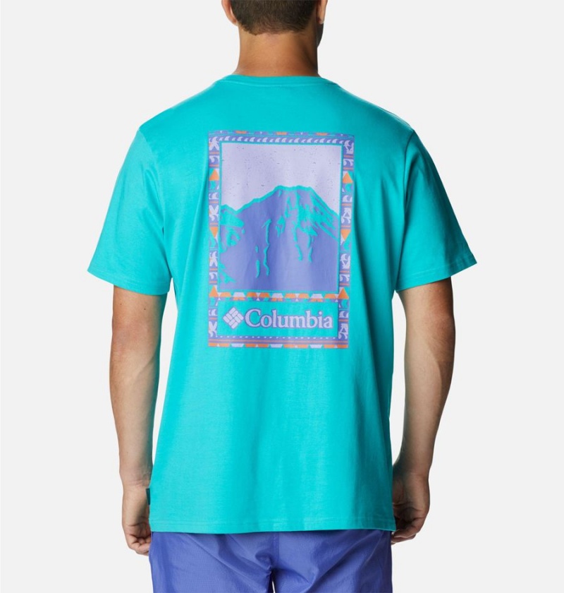 Columbia Explorers Canyon Back Men's T-Shirt Turquoise | FGOKWU-408