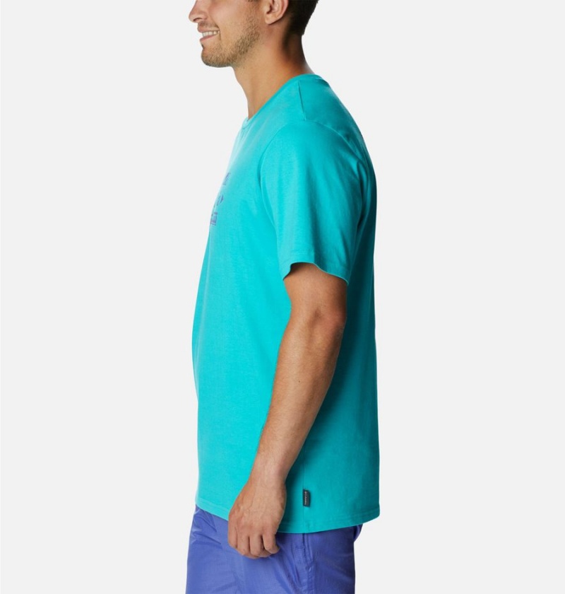 Columbia Explorers Canyon Back Men's T-Shirt Turquoise | FGOKWU-408