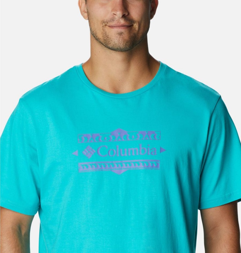 Columbia Explorers Canyon Back Men's T-Shirt Turquoise | FGOKWU-408