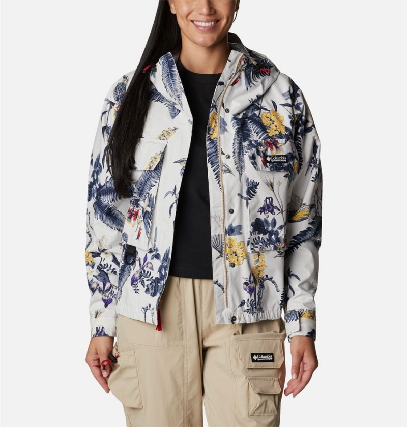 Columbia Field Creek Fraser Cropped Shell Women's Rain Jacket White | WSAZPN-458