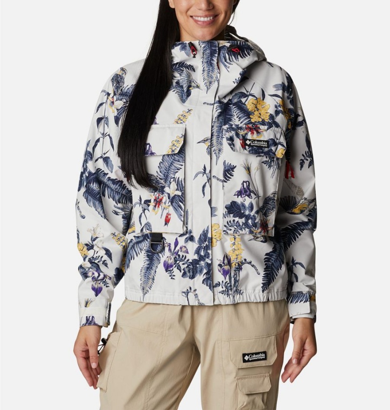 Columbia Field Creek Fraser Cropped Shell Women\'s Rain Jacket White | WSAZPN-458