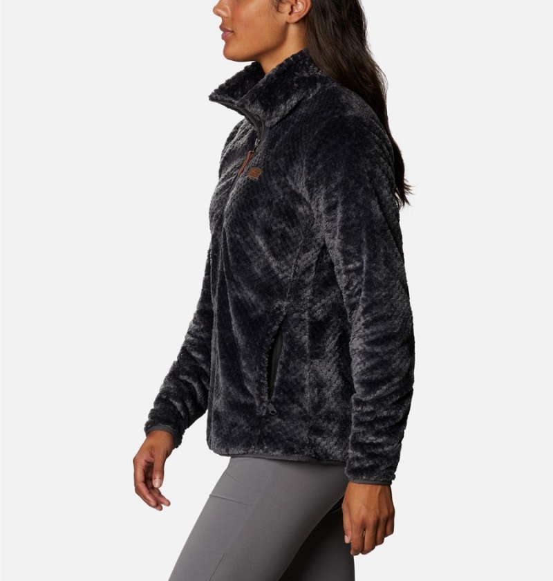 Columbia Fire Side Quarter Zip Sherpa Fleece Women's Pullover Black | QWJTCI-527