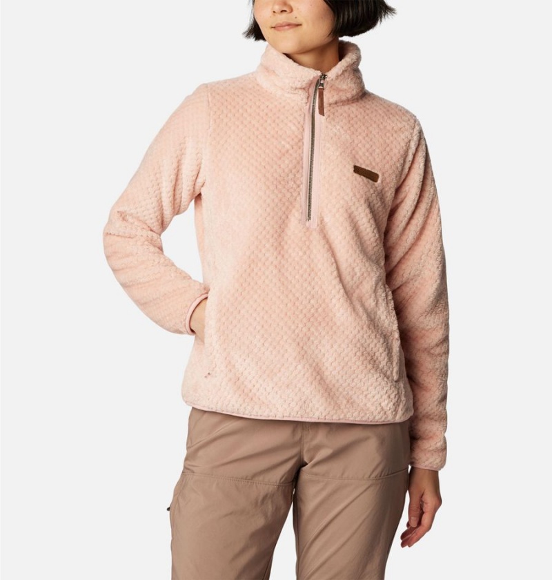 Columbia Fire Side Quarter Zip Sherpa Fleece Women's Pullover Orange | DIVKGJ-986