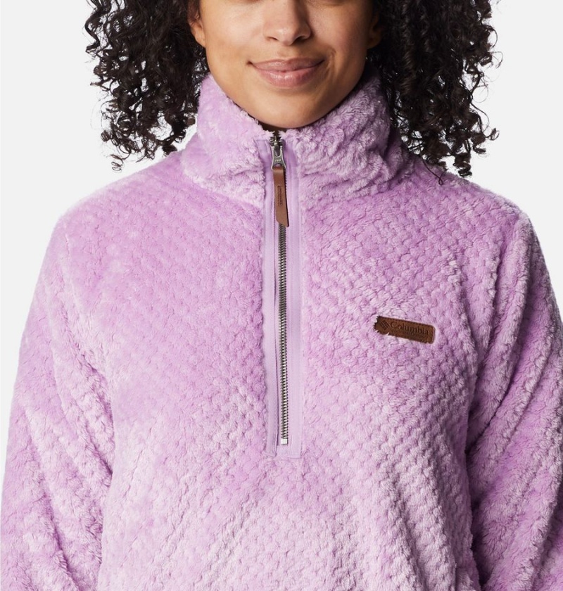 Columbia Fire Side Quarter Zip Sherpa Fleece Women's Pullover Purple | OIESPF-387