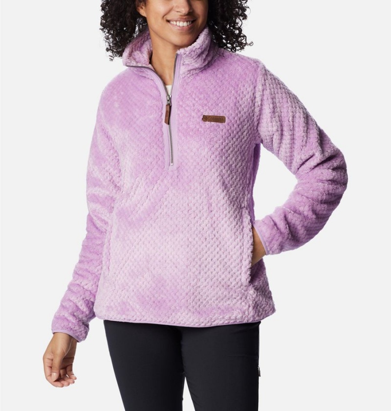 Columbia Fire Side Quarter Zip Sherpa Fleece Women's Pullover Purple | OIESPF-387