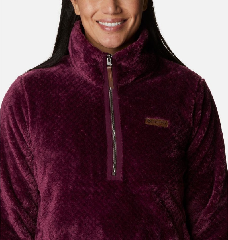 Columbia Fire Side Quarter Zip Sherpa Fleece Women's Pullover Coral | WGDHUN-394