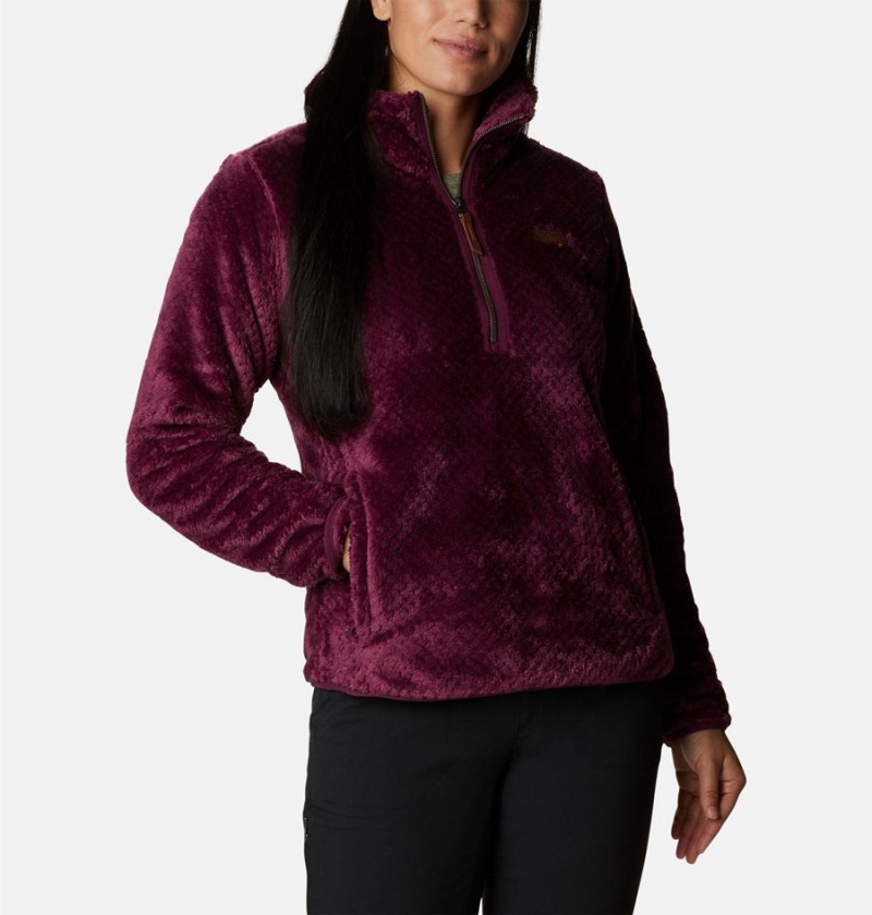 Columbia Fire Side Quarter Zip Sherpa Fleece Women's Pullover Coral | WGDHUN-394