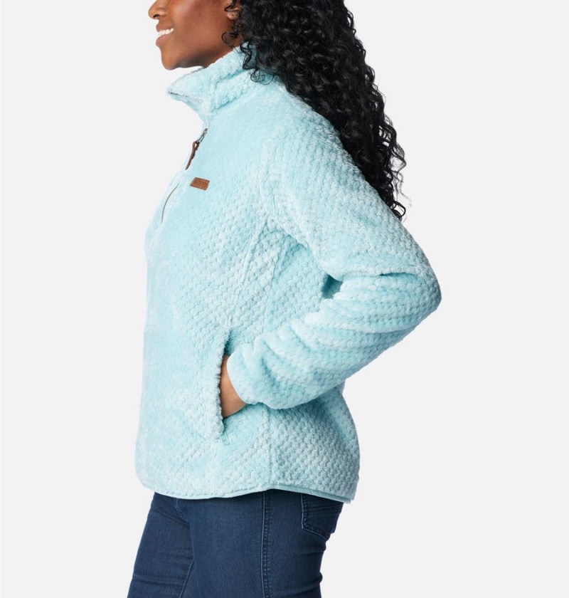 Columbia Fire Side Quarter Zip Sherpa Fleece Women's Pullover Turquoise | YVUPIQ-104