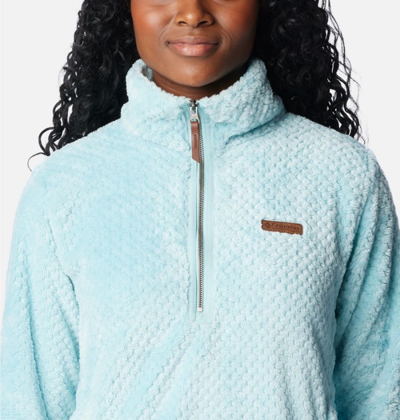Columbia Fire Side Quarter Zip Sherpa Fleece Women's Pullover Turquoise | YVUPIQ-104