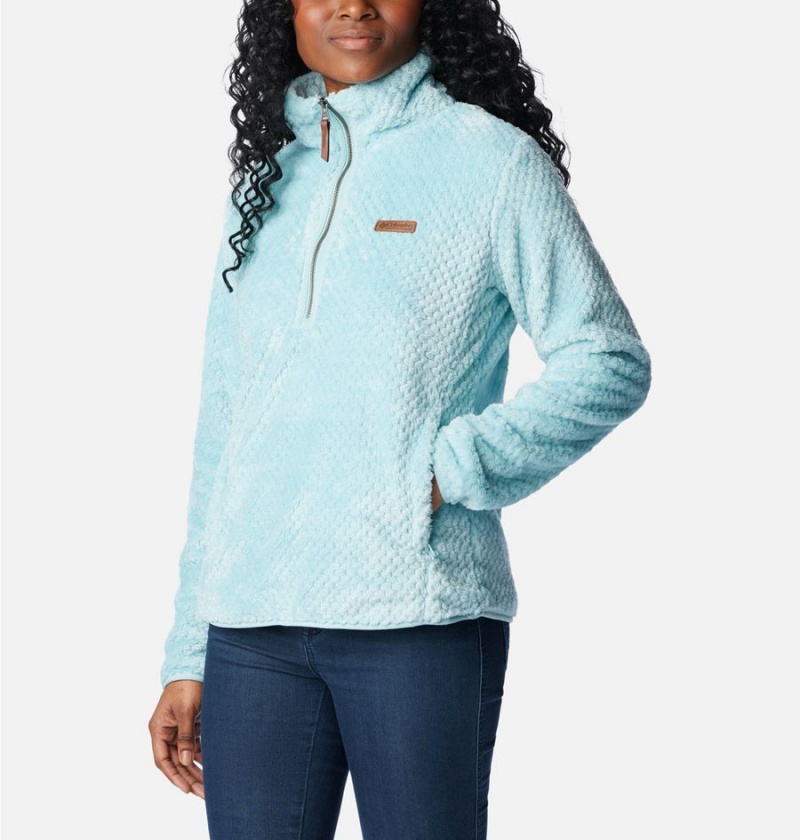 Columbia Fire Side Quarter Zip Sherpa Fleece Women's Pullover Turquoise | YVUPIQ-104