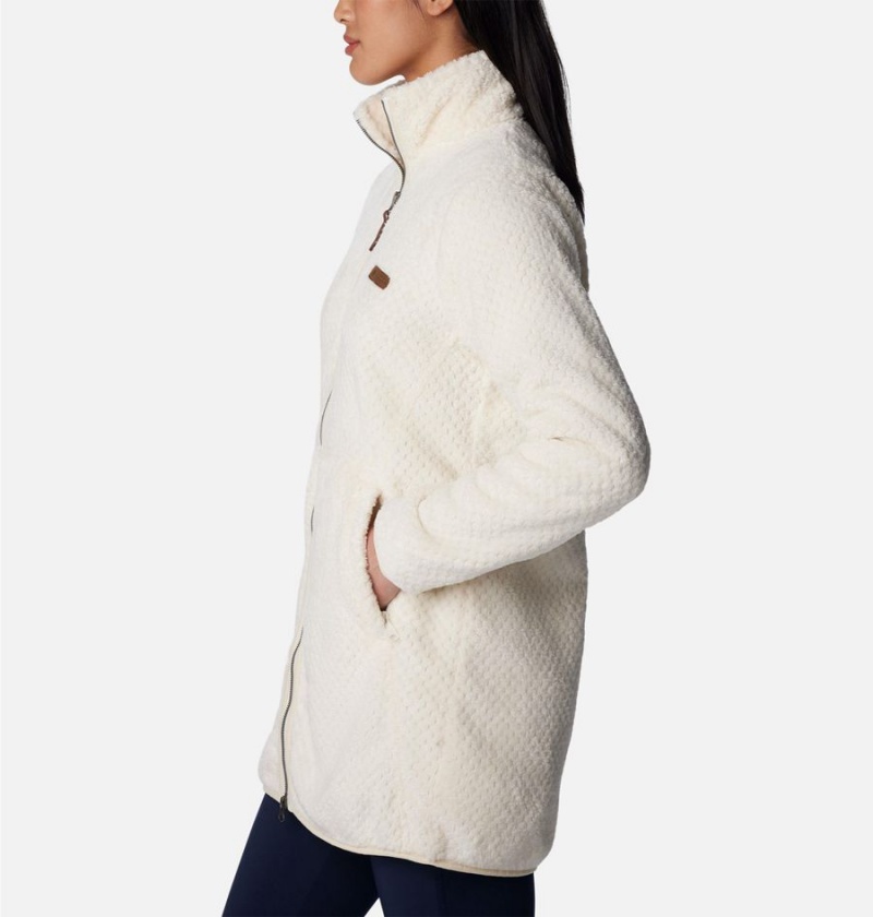 Columbia Fireside Long Full Zip Women's Fleece Jacket White | PTNOWK-654