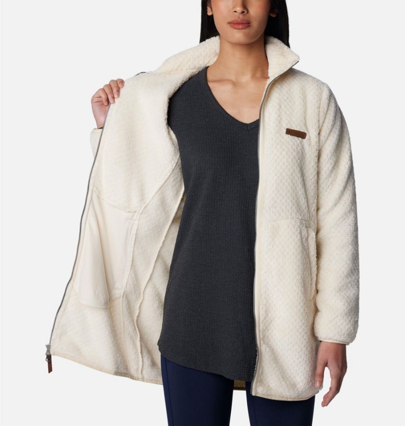 Columbia Fireside Long Full Zip Women's Fleece Jacket White | PTNOWK-654