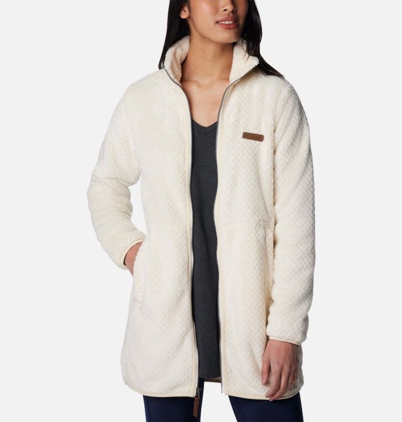 Columbia Fireside Long Full Zip Women's Fleece Jacket White | PTNOWK-654