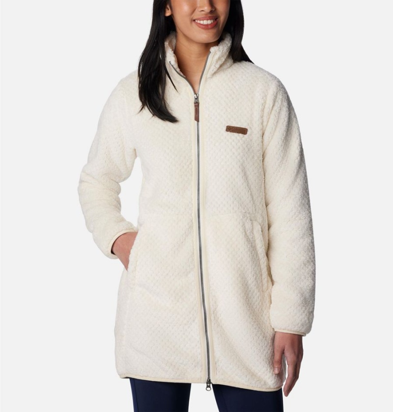 Columbia Fireside Long Full Zip Women\'s Fleece Jacket White | PTNOWK-654