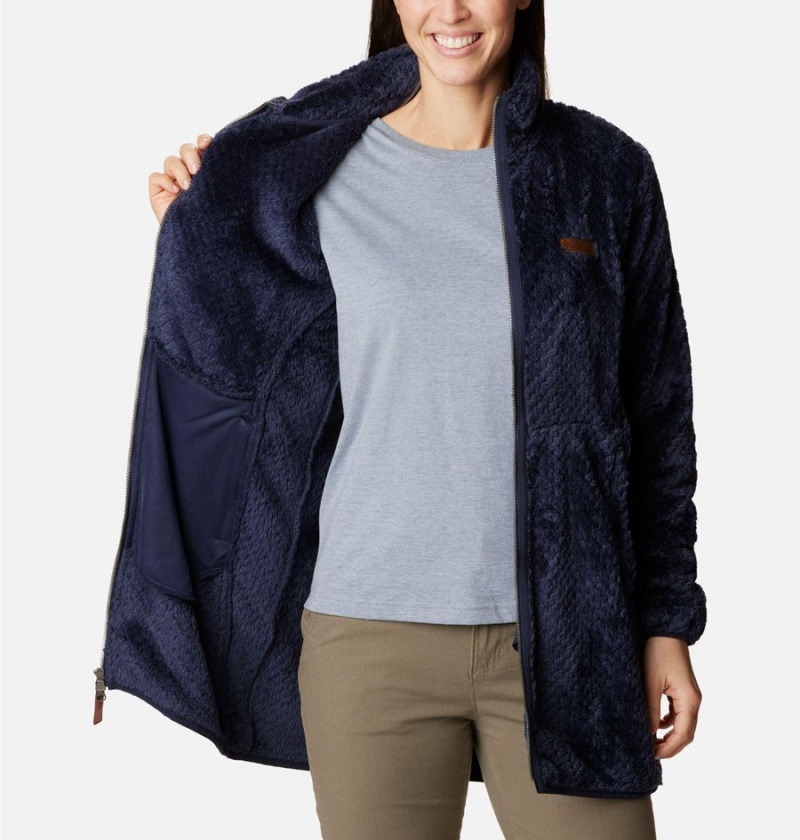 Columbia Fireside Long Full Zip Women's Fleece Jacket Navy | YICVPR-217