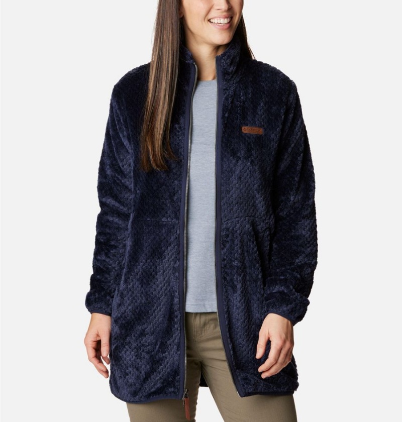 Columbia Fireside Long Full Zip Women's Fleece Jacket Navy | YICVPR-217