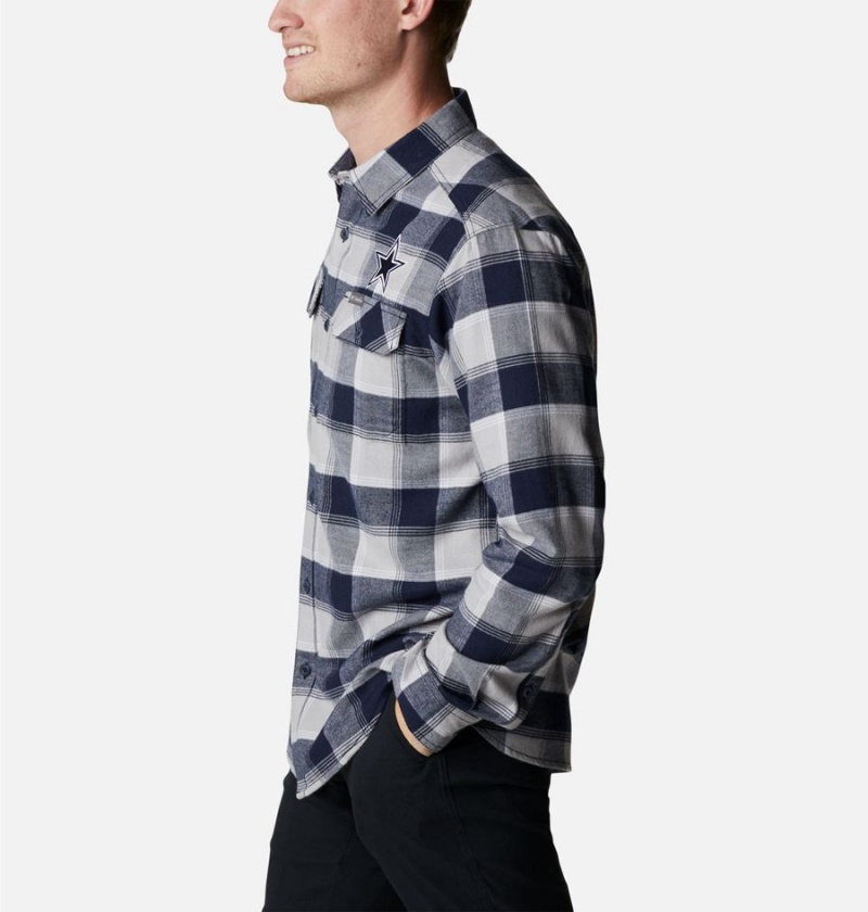 Columbia Flare Gun Flannel Long Sleeve - Dallas Cowboys Men's Shirt White | JVHUMP-289