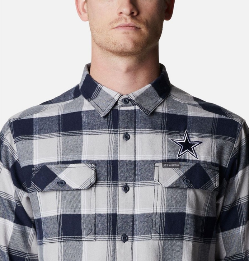 Columbia Flare Gun Flannel Long Sleeve - Dallas Cowboys Men's Shirt White | JVHUMP-289