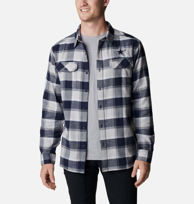 Columbia Flare Gun Flannel Long Sleeve - Dallas Cowboys Men's Shirt White | JVHUMP-289