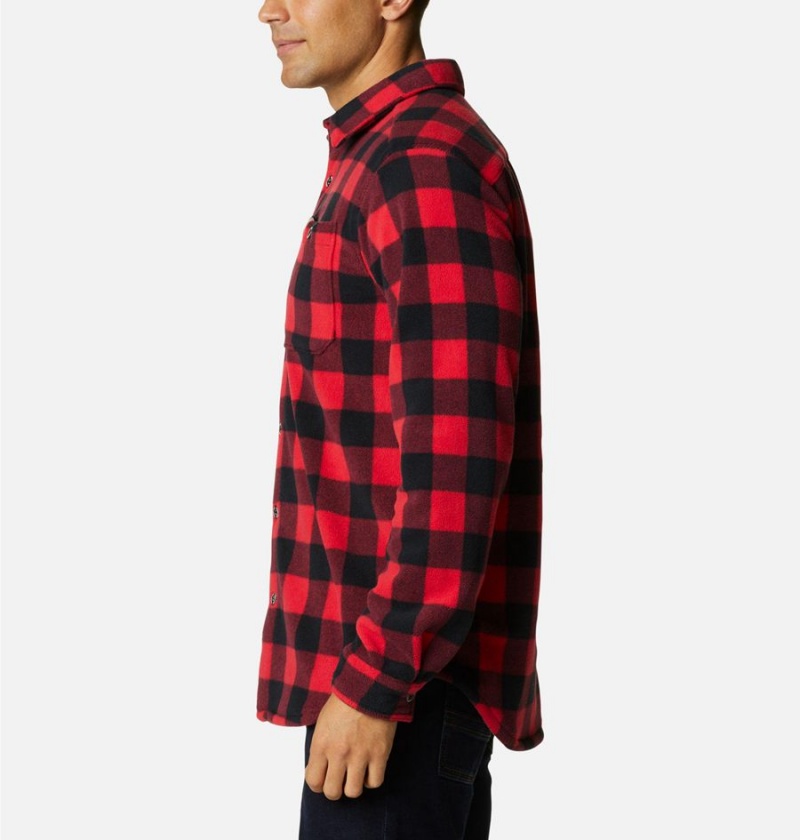 Columbia Flare Gun Fleece Over Men's Shirt Red | DPETFC-457