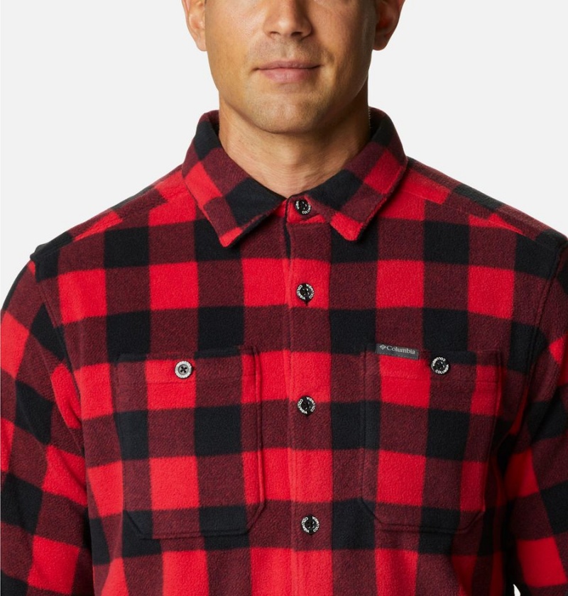 Columbia Flare Gun Fleece Over Men's Shirt Red | DPETFC-457