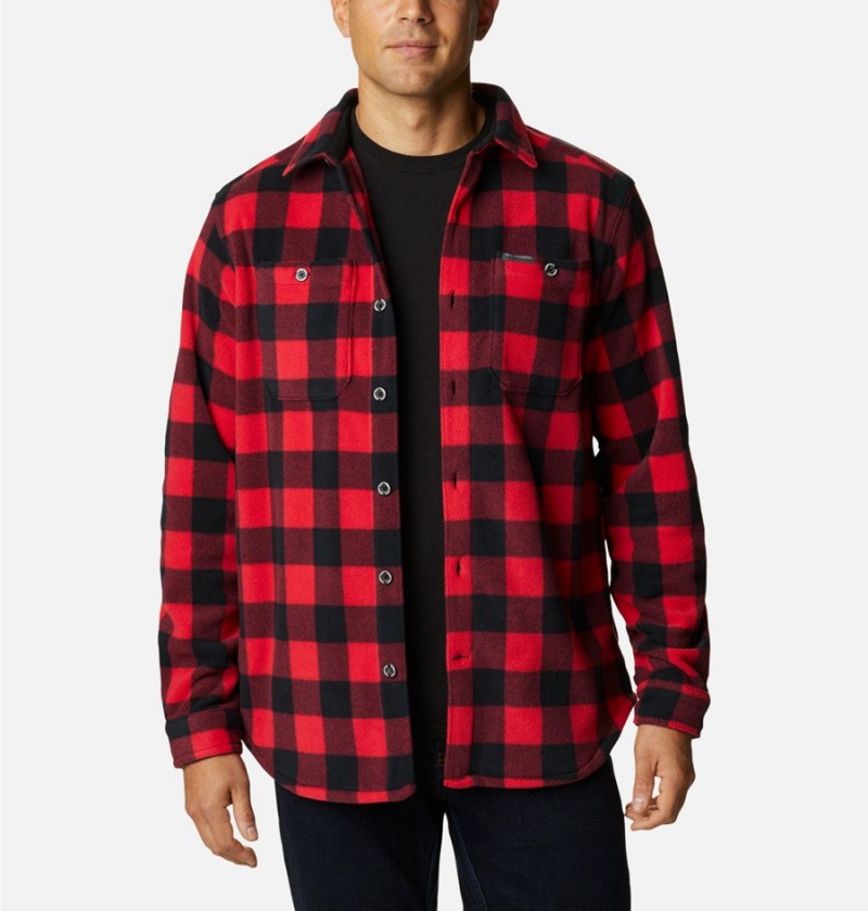Columbia Flare Gun Fleece Over Men\'s Shirt Red | DPETFC-457