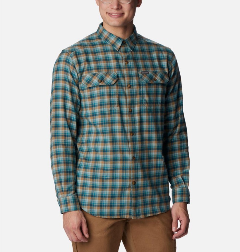 Columbia Flare Gun Stretch Flannel Men's Shirt Green | MHRBKI-692