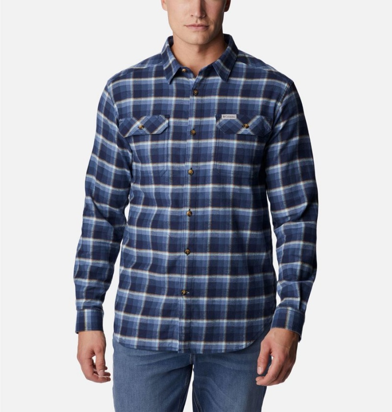 Columbia Flare Gun Stretch Flannel Men\'s Shirt Navy | QBSKRV-407