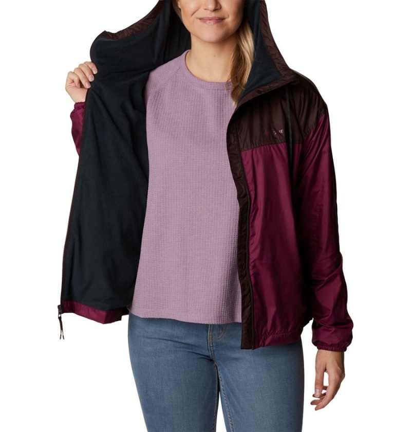 Columbia Flash Challenger Fleece Lined Jacket Women's Windbreaker Red | ACJBZW-482
