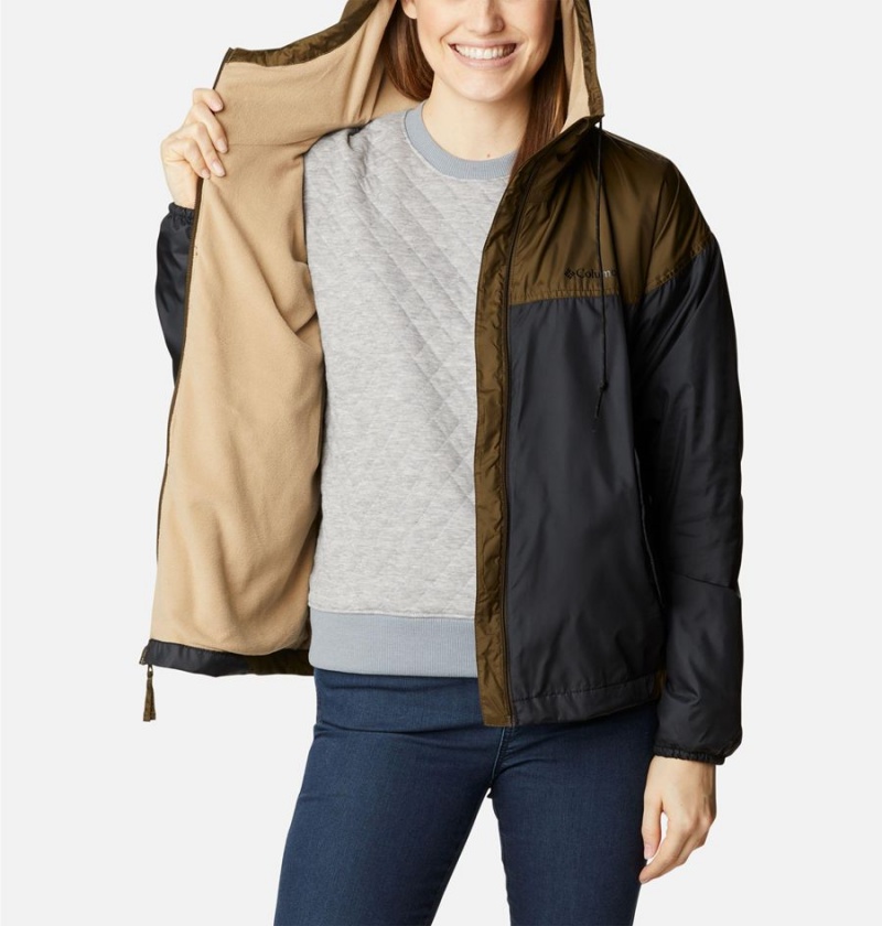 Columbia Flash Challenger Fleece Lined Jacket Women's Windbreaker Black | QMOPTZ-946