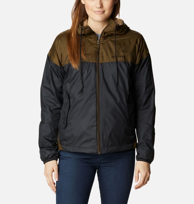 Columbia Flash Challenger Fleece Lined Jacket Women\'s Windbreaker Black | QMOPTZ-946
