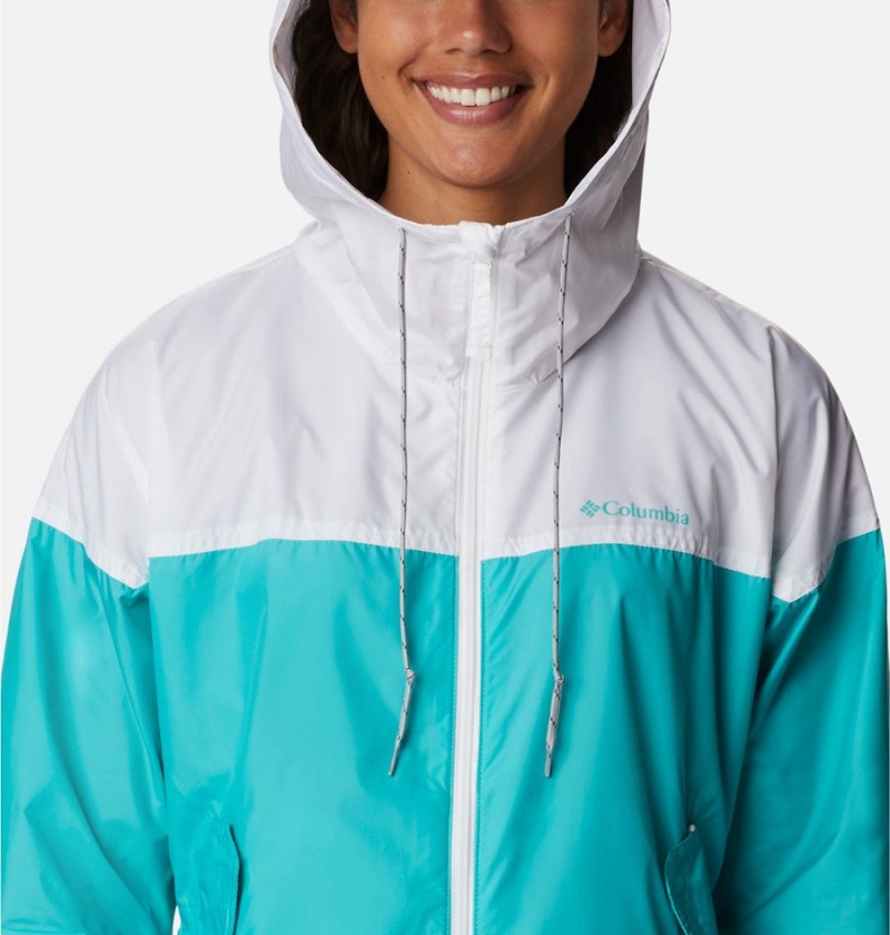 Columbia Flash Challenger Long Jacket Women's Windbreaker Turquoise | CZOQJS-018