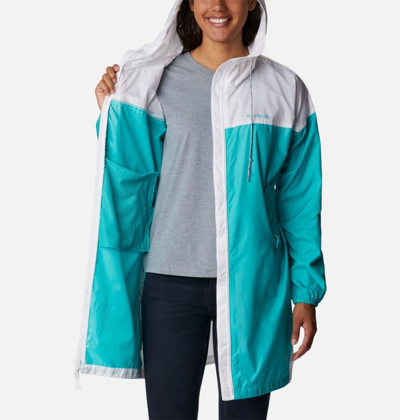 Columbia Flash Challenger Long Jacket Women's Windbreaker Turquoise | CZOQJS-018