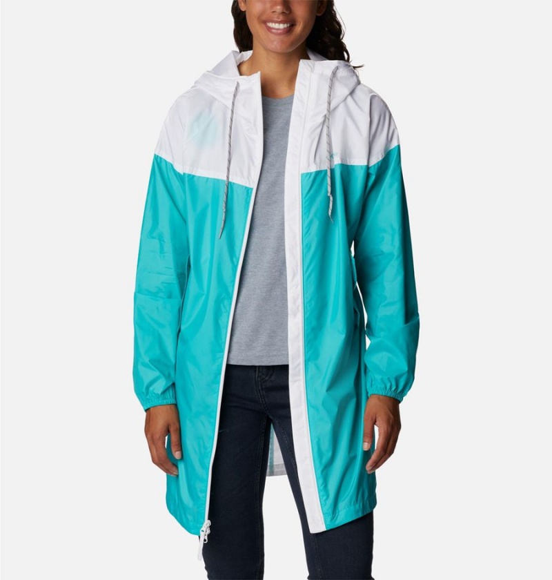 Columbia Flash Challenger Long Jacket Women's Windbreaker Turquoise | CZOQJS-018