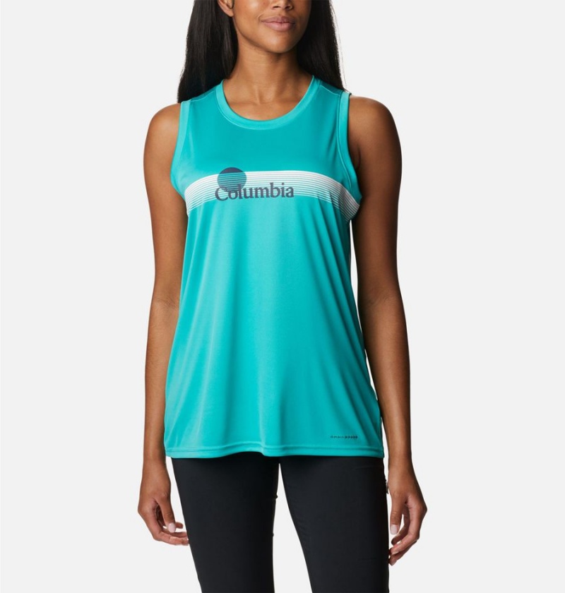 Columbia Fork Stream Graphic Women\'s Tank Top Turquoise | JQCHOK-360