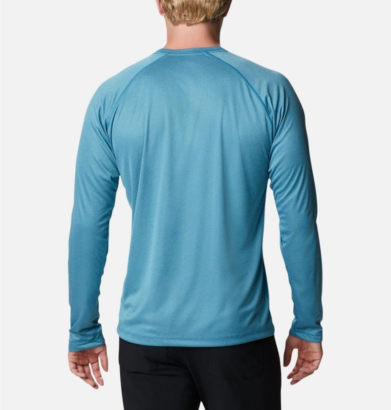 Columbia Fork Stream Heather Long Sleeve Men's T-Shirt Blue | OXIPRJ-754