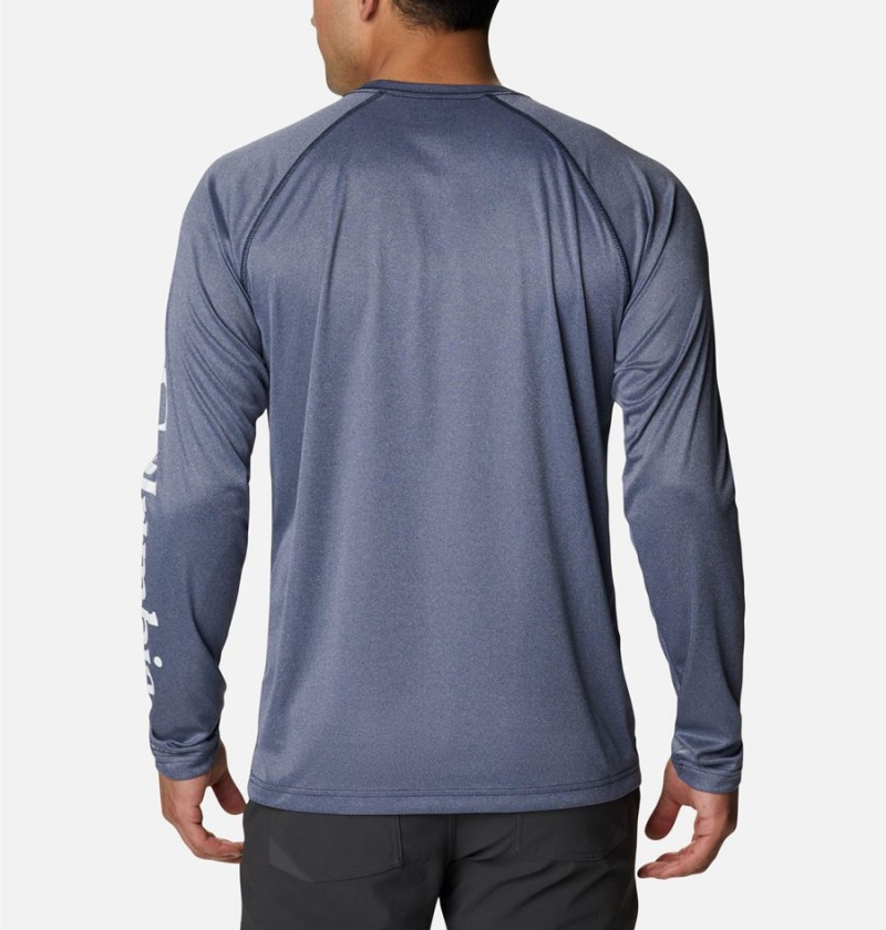 Columbia Fork Stream Heather Long Sleeve Men's T-Shirt Navy | DKUESH-830