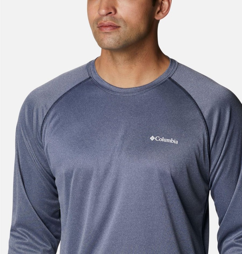 Columbia Fork Stream Heather Long Sleeve Men's T-Shirt Navy | DKUESH-830