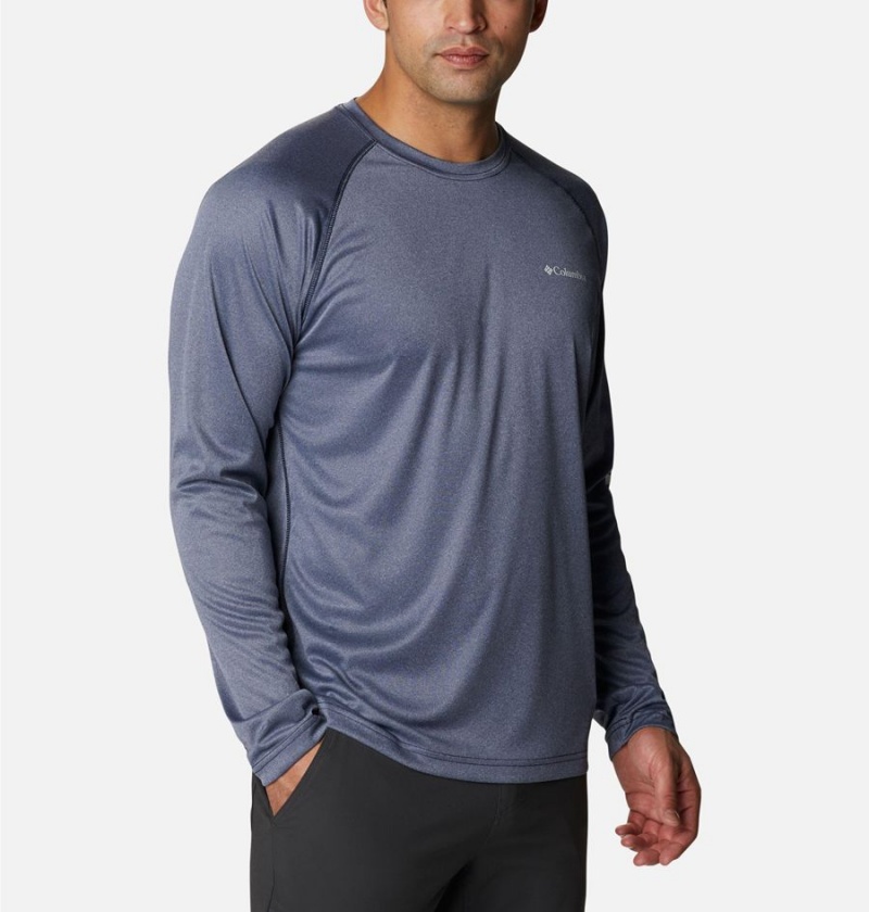 Columbia Fork Stream Heather Long Sleeve Men's T-Shirt Navy | DKUESH-830