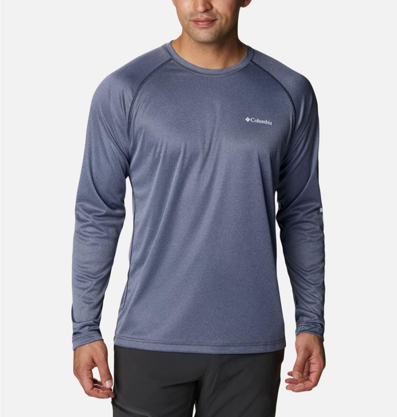 Columbia Fork Stream Heather Long Sleeve Men\'s T-Shirt Navy | DKUESH-830