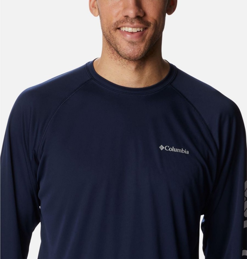 Columbia Fork Stream Long Sleeve Men's T-Shirt Navy | AHJSKG-948