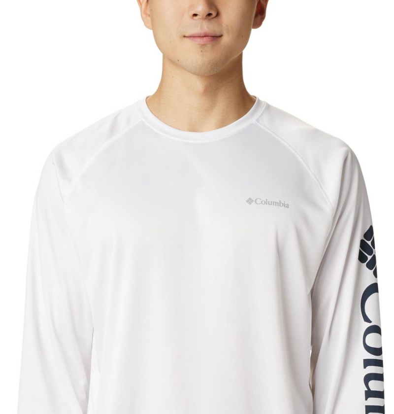 Columbia Fork Stream Long Sleeve Men's T-Shirt White | PZDOMJ-285
