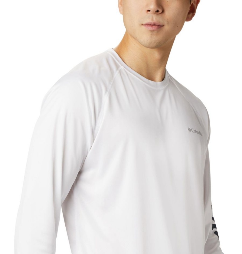 Columbia Fork Stream Long Sleeve Men's T-Shirt White | PZDOMJ-285