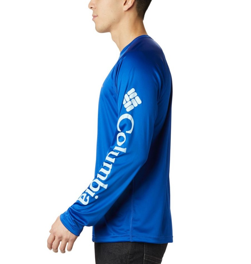 Columbia Fork Stream Long Sleeve Men's T-Shirt Blue | OIGBAM-807