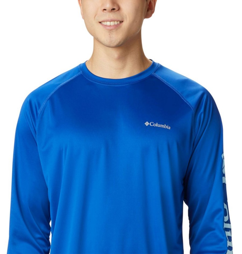 Columbia Fork Stream Long Sleeve Men's T-Shirt Blue | OIGBAM-807