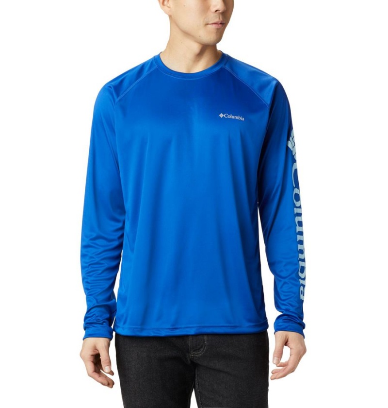 Columbia Fork Stream Long Sleeve Men\'s T-Shirt Blue | OIGBAM-807