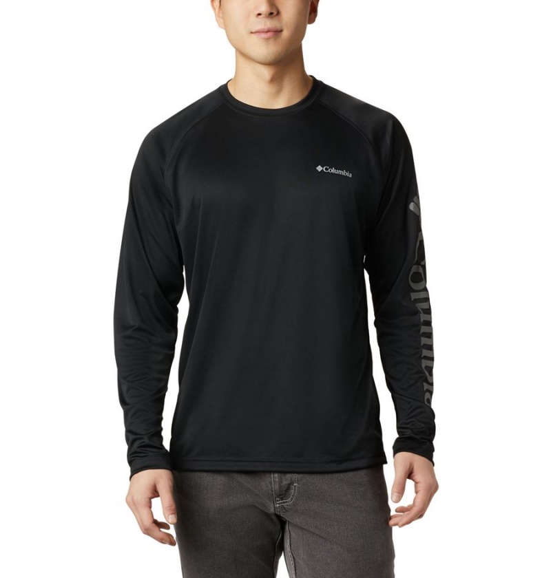 Columbia Fork Stream Long Sleeve Men\'s T-Shirt Black | CIYLTZ-430