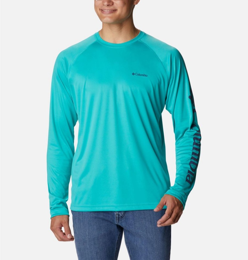 Columbia Fork Stream Long Sleeve Men's T-Shirt Turquoise | VYBSIG-327